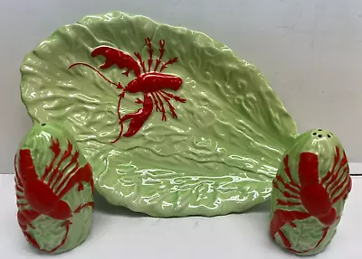Buy Vintage Carlton Ware Lobster On Lettuce Leaf Tray And Salt And Pepper Shakers • 77.03£
