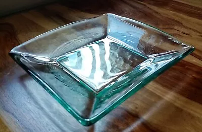 Buy Vintage 50's Heavyweight Clear Green Ripple Thick Pressed Glass Square Dish 8.5  • 6.99£