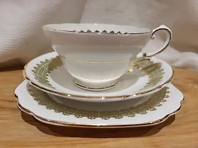 Buy Vintage Stanley Fine Bone China Tea Cup And Saucer Green With Gold Gilt • 24.99£