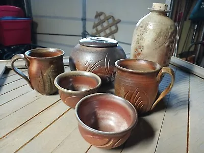 Buy Vintage Japanese Anagama Wood Fired Ceramic Sake Set + Made In Corning N.Y. • 311.06£