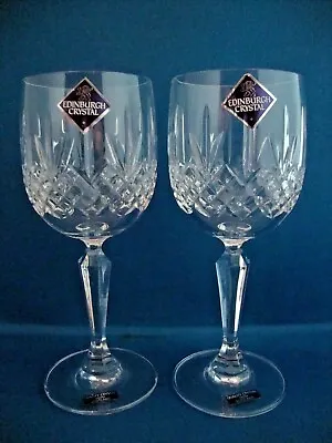 Buy 2 X Edinburgh Crystal Kenmore Cut Pattern Wine Glasses With Stickers - Signed -2 • 39.95£
