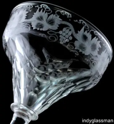 Buy Stuart Crystal ENGRAVED GRAPE VINE STU87 4 1/4  Sherry Glass 19th C. HTF 4 Left • 59.64£