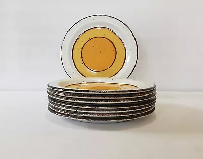 Buy Midwinter Bread Plates 7  Sun Stonehenge Yellow Orange Circles Brown Trim Qty 8 • 62.72£