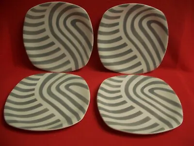 Buy 4 X 1956 T G Green Flaire Grey 8 1/4  Square Salad / Dessert Plates Scarce Items • 30£