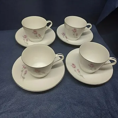 Buy Vintage Rose China Of Japan  Duet  4 Sets Cups/Saucers Retired Pattern  • 16.06£