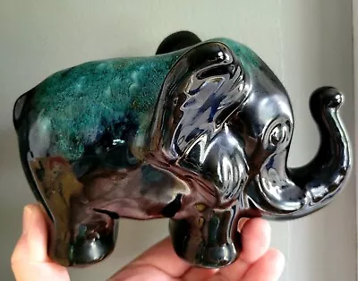 Buy Blue Mountain Pottery Red Clay Turquoise Elephant Statue Figurine Vintage • 14.17£