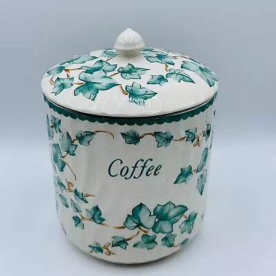 Buy Vintage BHS Country Ivy Vine Leaf Coffee Storage Jar Cannister With Seal Lid • 19.99£