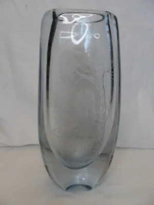 Buy Strombergshyttan Swedish Art Glass Vase With Etched Owl C1212 Sweden 2.8Kg • 49.99£