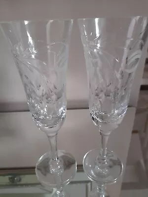 Buy Cut Glass Champagne Flutes (pair Of)  - Unboxed - Etched Design • 15£