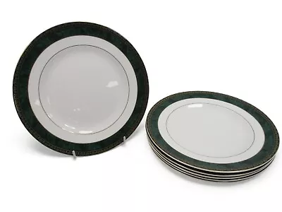 Buy Wedgewood  AEGEAN  - 6 Dessert Plates Bone China Green With Gold Edging 20 Cms • 39.99£