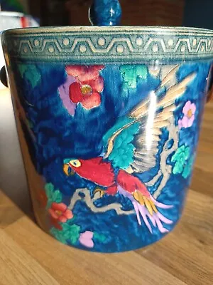 Buy Antique Keeling And Co Losolware  Biscuit Jar,blue Macaw Bird ,very Rare  • 250£
