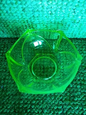 Buy Vintage Art Deco Green Vaseline/uranium Glass Dessert Bowl A/f • 3.25£