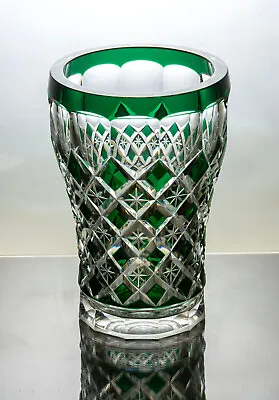 Buy Vintage Bohemian Cut Emerald Green To Clear Crystal Glass Vase 17cm, 6.75  • 38£