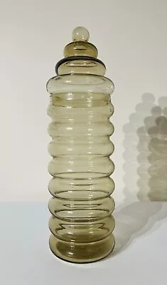 Buy Vintage MCM Holmegaard Primula Apothecary Jar Smoke Glass With Lid Jacob Bang • 91.43£