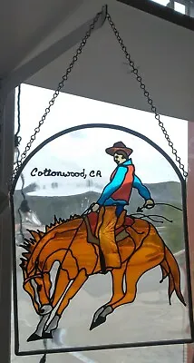 Buy Cottonwood CA Cowboy Saddle Bronc Stained Glass Window Hanger Horse Rodeo  • 37.92£