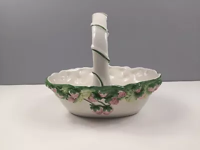 Buy Vintage ALCOBACA Portugal Ceramic Strawberry Basket - Hand Painted - 26.5 Cm • 15£