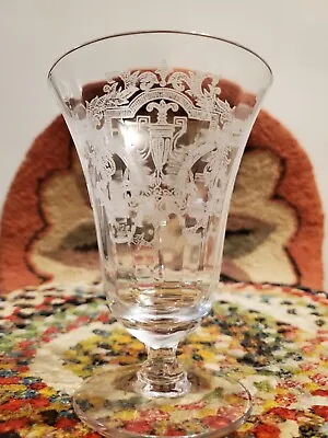 Buy Sale! Was 20.  1930s Morgantown Glass Etched Depr Era Footed Tumbler. Virginia  • 12.53£