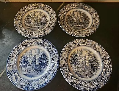 Buy 4 Liberty Blue 10” Dinner Plates Independence Hall Staffordshire UK Ironstone • 43.21£