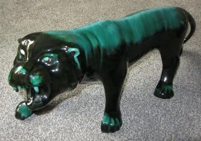 Buy ~RARE~ Huge Blue Mountain Pottery Prowling Tiger Figure • 99.99£