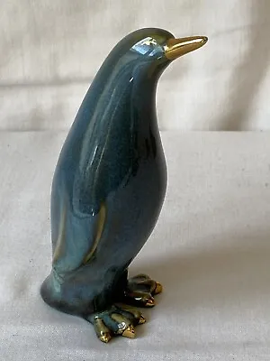 Buy Penguin - Blue Glazed Pottery With Gold Details On Beak, Feet And Eyes 5.5  • 3.99£