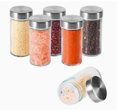 Buy 6 Spice Jars With Shaker Lids Spice Jars With Lids-Round Glass Spice Jars... • 6.99£