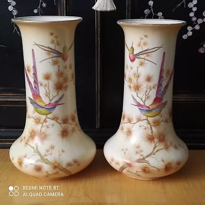 Buy Antique Crown Ducal  Hummingbird  Vases - Blush Ware - C1925 • 39.99£