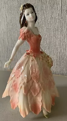 Buy Coalport China Lady Figure Doll Emma Peach & White Dress Perfect Condition • 39.99£