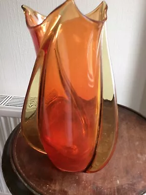 Buy Orange & Yellow Art Glass Vase 9 X 4.1/4 Inches  • 85£