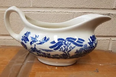 Buy VINTAGE - OLD WILLOW GRAVY BOAT Hand Engraved English Ironstone Tableware • 25£