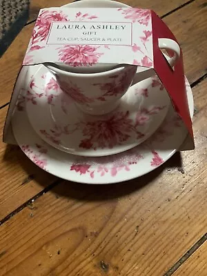 Buy Laura Ashley Tea For 1 Bone China  Teacup  Saucer Side Plate Floral Pink • 12£