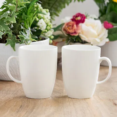 Buy Set Of 4 White Porcelain 400ml Belly Latte Coffee Tea Hot Chocolate Mugs Cups • 19£