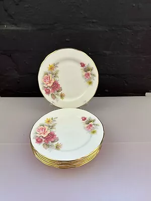 Buy 6 X Queen Anne Bone China Tea / Side Plates Roses 16 Cm Wide Set • 19.99£
