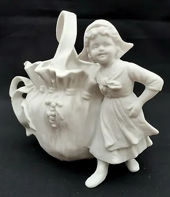 Buy Vintage Bisque Vase Modelled As Dutch Girl & Basket In Very Good Condition  • 8£