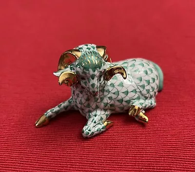 Buy Herend Ram Green Fishnet Porcelain Figurine W 24K Gold Accents 15379 • 185£