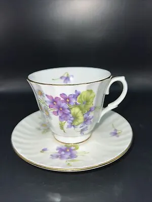Buy Duchess Fine Bone China Violets Footed Set Cup & Saucer • 22.95£