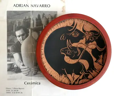 Buy ADRIAN NAVARRO CERAMICA TOROS TERRACOTTA CLAY PLATE HAND-MADE IN SPAIN 16cm • 7.99£