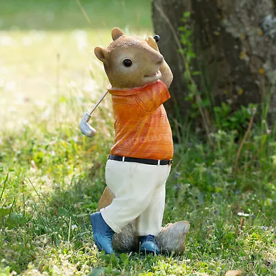 Buy Squirrel Playing Golf Fun Garden Ornament 28cm Resin Sculpture Figure Lawn Art • 25£