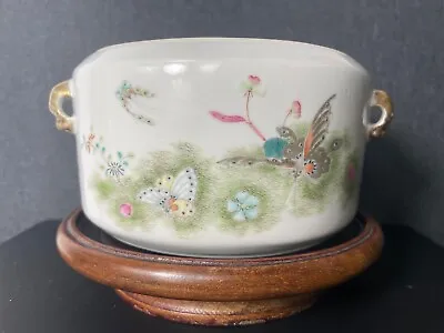 Buy Antique Chinese Famille Rose Butterfly Soup Pot Qing Dao Guang And Of The Period • 2.20£
