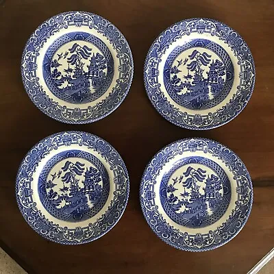 Buy Blue & White Willow Transfer Ware X4 17cm Side Plate Staffordshire Ironstone • 8£