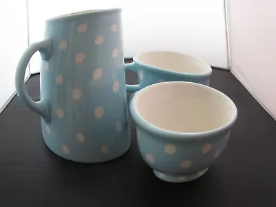 Buy Laura Ashley Blue Polka Dot Spotted Large Jug & 2x Cups Very Good Condition • 20£