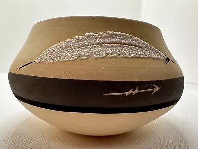 Buy Native American Art Pottery Feather Bowl By Grey Feather 1984 Signed Grey Black • 9.03£