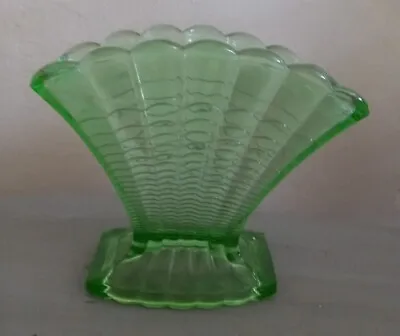 Buy Art Deco Green Glass Fan Vase Davidson Glass C1930s Excellent Condition  • 29.99£