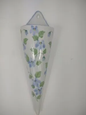 Buy Andrea By Sadek Wall Pocket Hanging Blue Floral Porcelain Viola Vase 9.5  Vtg • 17.99£
