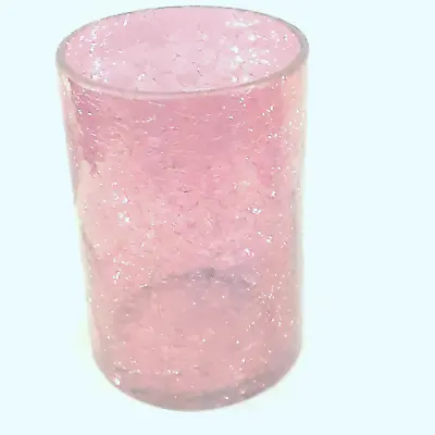 Buy Pretty In Pink: Decorative Crackle Glass Vase - 6  Tall Cylinder For Flowers • 13.98£