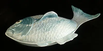 Buy Vintage Large Blue MAJOLICA FISH Lidded Dish / Bowl. SECLA PORTUGAL. 50cms • 29.75£
