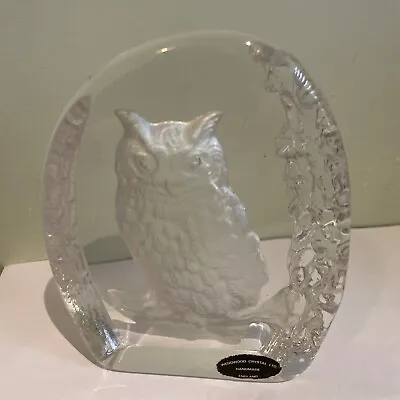 Buy Wedgwood Crystal Glass Paperweight Engraved Owl Bird Handmade  5 INCHES HIGH • 11.99£