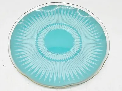 Buy Vintage Glass Plate Turquoise Colour Chance Glass Serving Bread / Cake • 22.99£