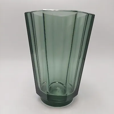 Buy Moser Art Deco Cut Glass Faceted Czech Bohemian Smoke Gray Vase • 277.84£