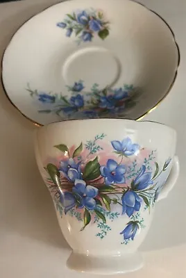 Buy Fine Bone China Royal Sutherland Staffordshire England Cup & Saucer Blue Flowers • 9.46£