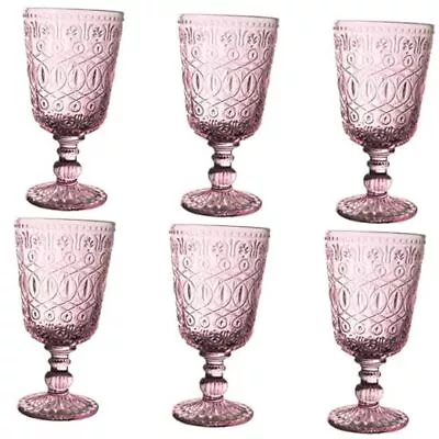 Buy  Vintage Glassware Water Goblets Drinking Colored Wine Glasses Set Of 6 Purple • 42.10£